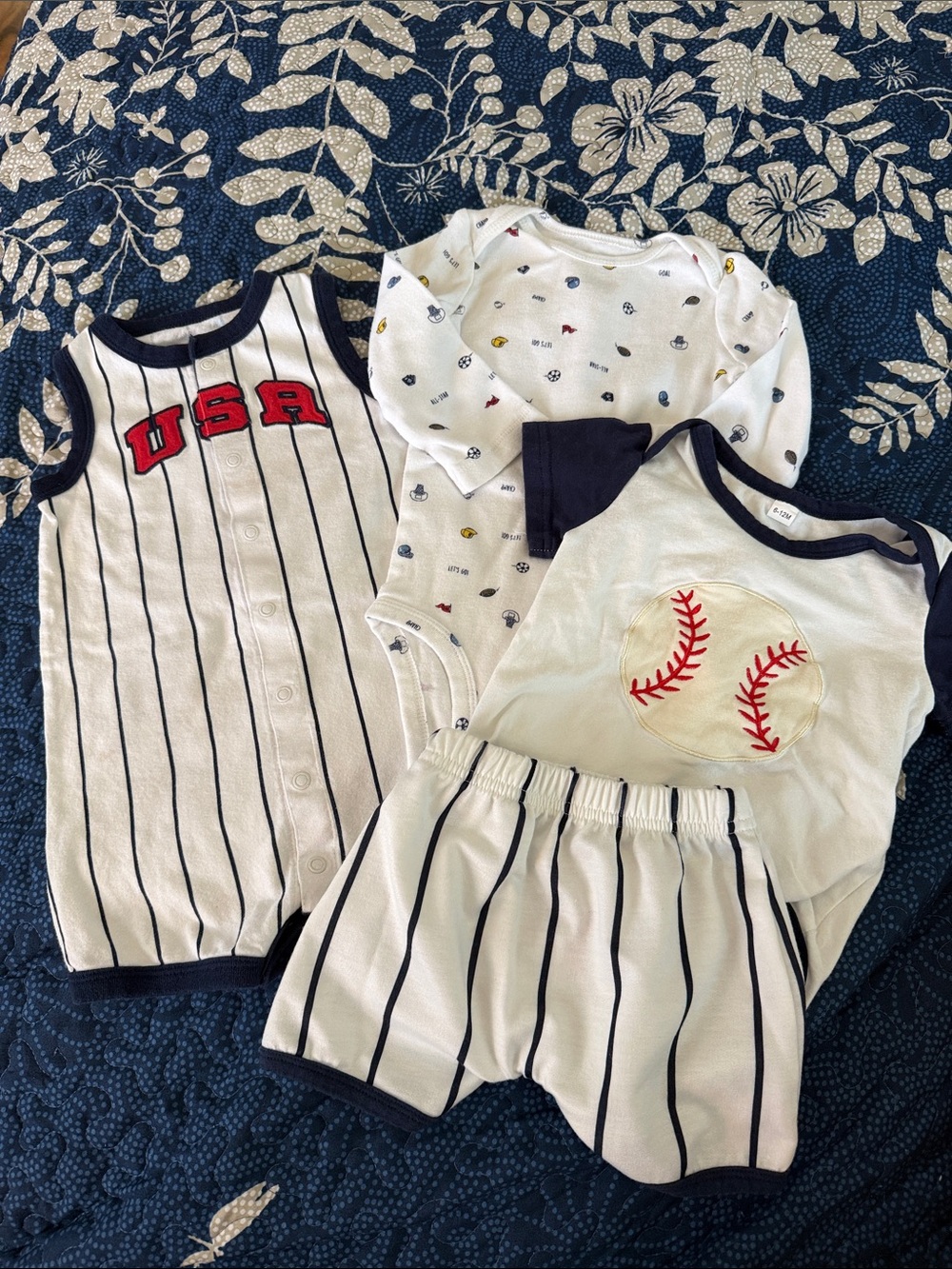 4 pc Baby Boy Baseball Lot size 12M Carters